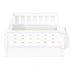 Struttura letto a piattaforma per bambini di dimensioni Twin e Full con sponda di protezione, librerie integrate e ripiani portaoggetti
