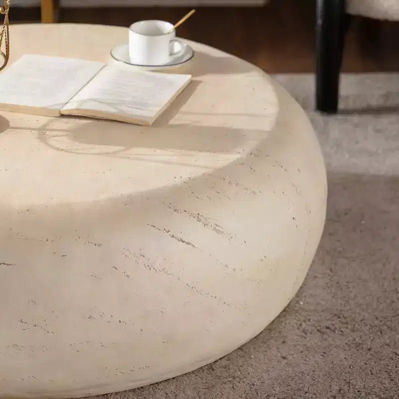 Tavolino Rotondo MgO con Effetto Pietra per Soggiorni Mid-Century