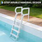 Scaletta per piscina per impieghi gravosi a 5 gradini con doppio corrimano, gradini in PE robusti antiscivolo, capacità 181 kg, adatta per piscine interrate e fuori terra da 122 a 137 cm