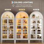Mobile Contenitore, Nero/Bianco, Stile Arco, Singolo, Alto 71 con Luci a LED e Ante in Vetro