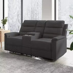 Divanetto reclinabile in tessuto tecnico beige/grigio, 2 posti, schienale e poggiapiedi regolabili