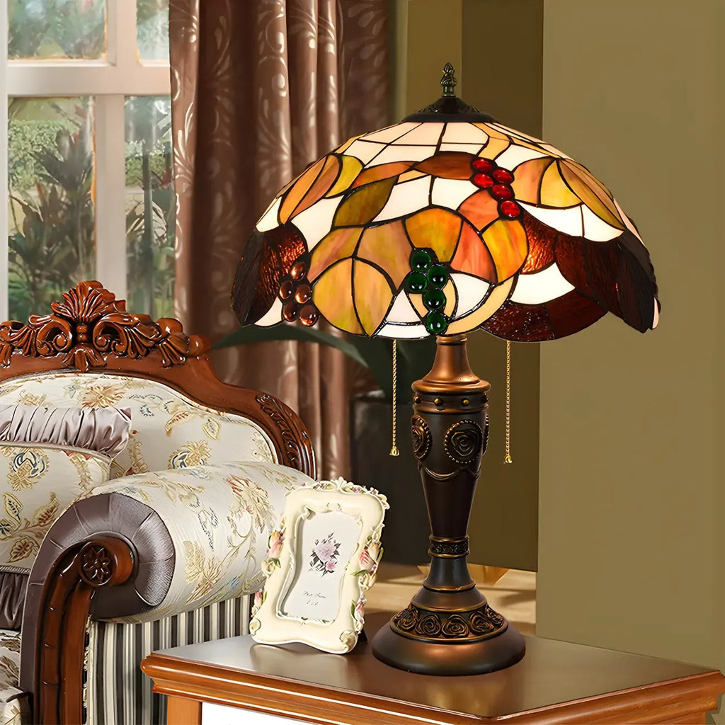 Lampada da tavolo HomeyFad a 2 luci, vintage, con cupola in vetro inossidabile
