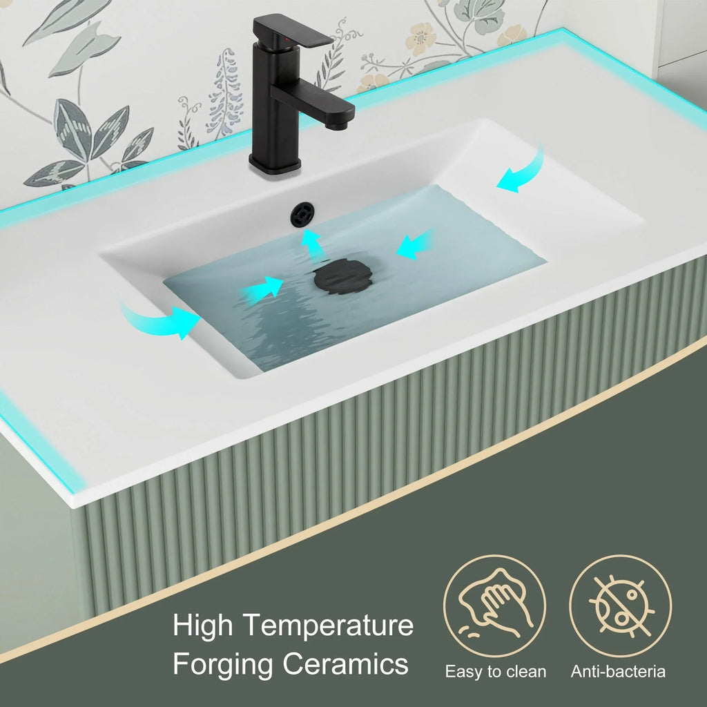 Mobile bagno 30/36/48 Wavy Line con lavabo e rubinetto