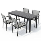 Set da Pranzo da Esterno a 5/7 Pezzi per Patio con Sedie Impilabili in Alluminio e Tavolo Allungabile
