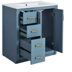 Mobile bagno 30 pollici con lavabo singolo, armadietto e 3 cassetti – Nero / Blu / Verde / Indaco / Bianco