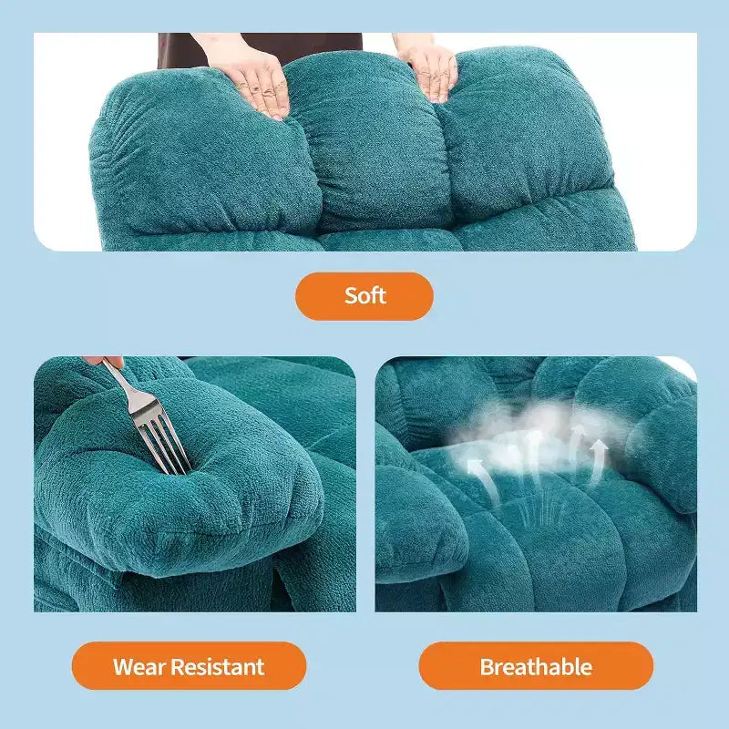 Poltrona reclinabile manuale, poltrona reclinabile ergonomica in tessuto traspirante con tasche laterali, divano singolo, adatta per soggiorno e camera da letto