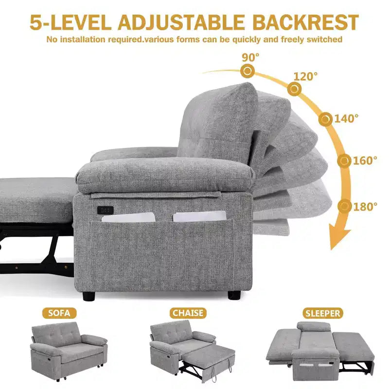 Dyonery Divano Letto Convertibile 3-in-1, Divano Letto Estraibile con Schienale Regolabile