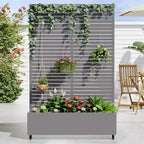 MAYEERTY Fioriera con traliccio in ferro grigio, stile classico con persiane, 183x89x41 cm, set da 3 pezzi