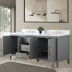 Mobile lavabo doppio Vanity Art 72 per bagno con piano in marmo composito
