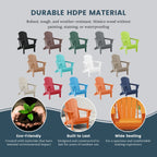 Polytrends Laguna Sedia Adirondack Pieghevole da Esterno per Patio Resistente allo Sbiadimento e alle Intemperie