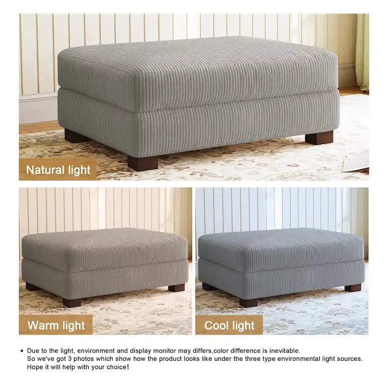 Pouf poggiapiedi oversize in velluto a coste moderno