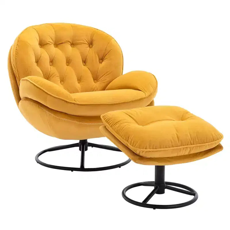 Poltrona Svedese Okak con Pouf, Poltrona Moderna Senza Braccioli Stile Mid-Century per Soggiorno, Morbida e Confortevole per Guardare la TV, Giocare