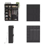 Armadio di lusso Hitow Pure Black con ante in vetro temperato, guardaroba a LED a 3 colori, organizzatore armadio camera da letto a tutta altezza, armadio per cabina armadio