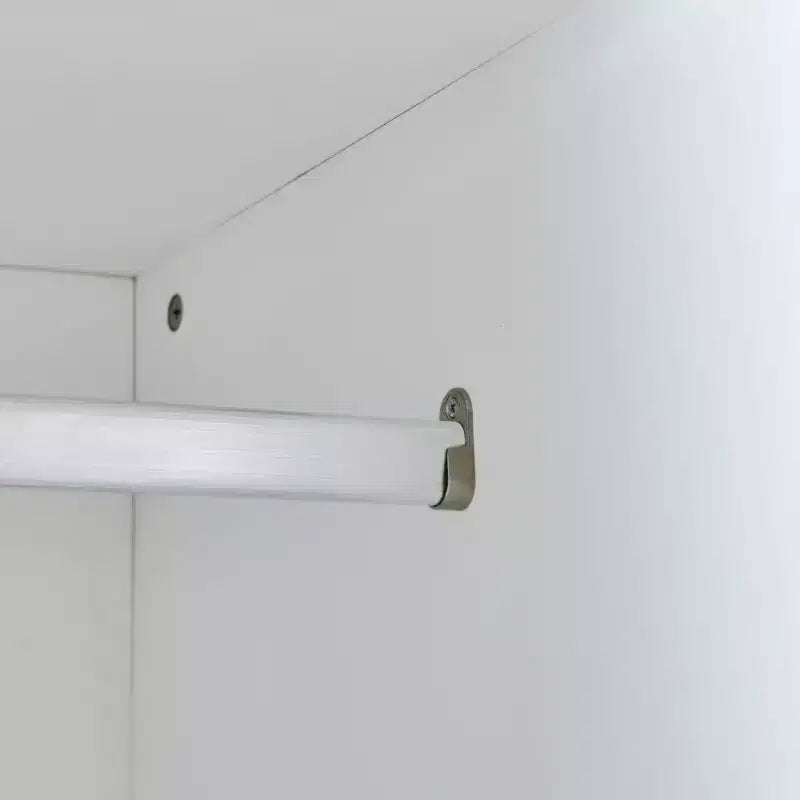 Letto a scomparsa matrimoniale, Struttura letto a parete in legno con armadio integrato, cassetti e ripiani aperti, bianco - ModernLuxe