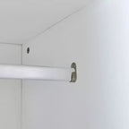 Letto a scomparsa matrimoniale, Struttura letto a parete in legno con armadio integrato, cassetti e ripiani aperti, bianco - ModernLuxe