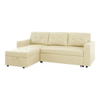Divano componibile convertibile reversibile con letto estraibile, chaise longue con contenitore nascosto e gambe durevoli