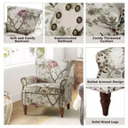Poltrona Araceli Tradizionale in Legno Imbottita Floreale con Schienale Alto e Borchie | ART OF LIVING DESIGNS