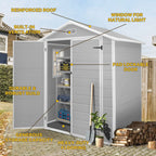 Casetta da giardino in resina per esterni, in plastica, per tutte le stagioni, con pavimento, 6 x 4 piedi/6 x 8 piedi/8 x 6 piedi/8 x 10 piedi, Spire Tool Shed