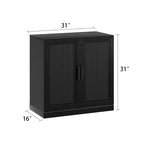Armadio decorativo con 12 ripiani da 157 cm in vimini nero ad alta venatura del legno