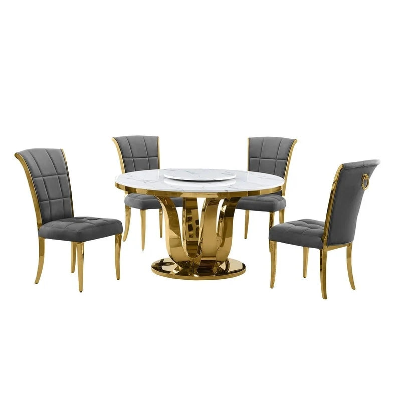 Best Quality Furniture D325-SC324-7 Set da pranzo rotondo da 5 pezzi