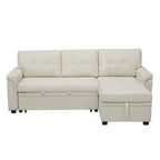 Divano componibile convertibile reversibile con letto estraibile, chaise longue con contenitore nascosto e gambe durevoli