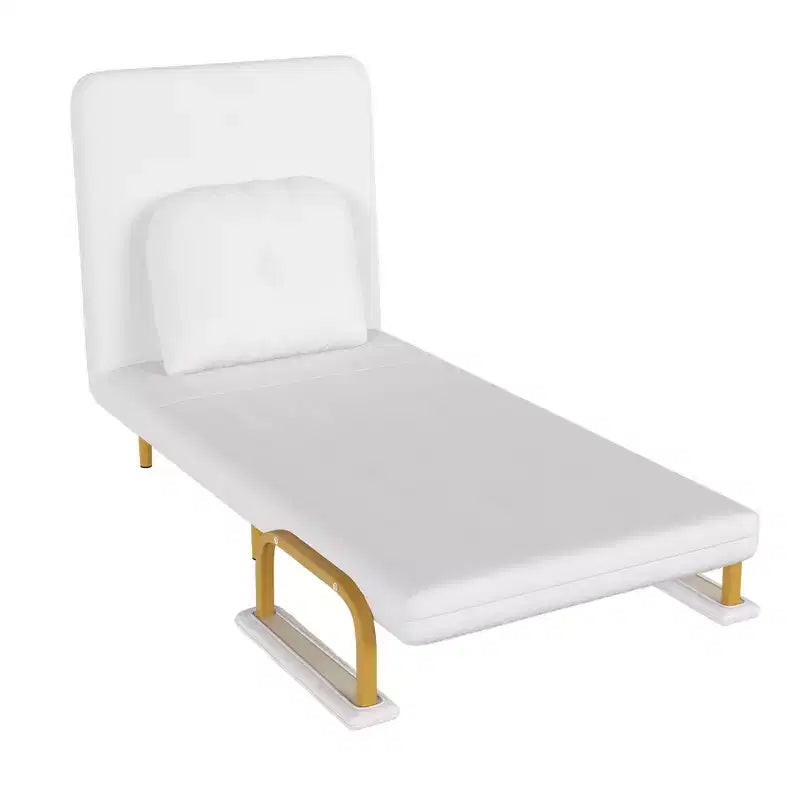 Divano Letto Pieghevole 3-in-1 Convertibile in Poltrona - Schienale Regolabile in 5 Posizioni con Cuscino, Salvaspazio per Soggiorno, Camera da Letto e Ufficio (Bianco)