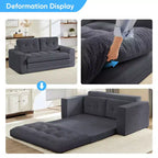 Mjkone Divano letto futon convertibile 2 in 1 da 180 cm, in tessuto a coste, pieghevole, con bottoni trapuntati, divanetto salvaspazio