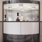 Mobile Bar Angolare con Scaffali Multipli in Vetro e Metallo per Esposizione