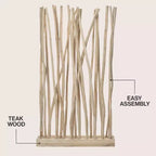 JONATHAN Y Tranquil 39W x 68H Divisorio per ambienti in pannello singolo con rami di teak costieri bohémien realizzati a mano
