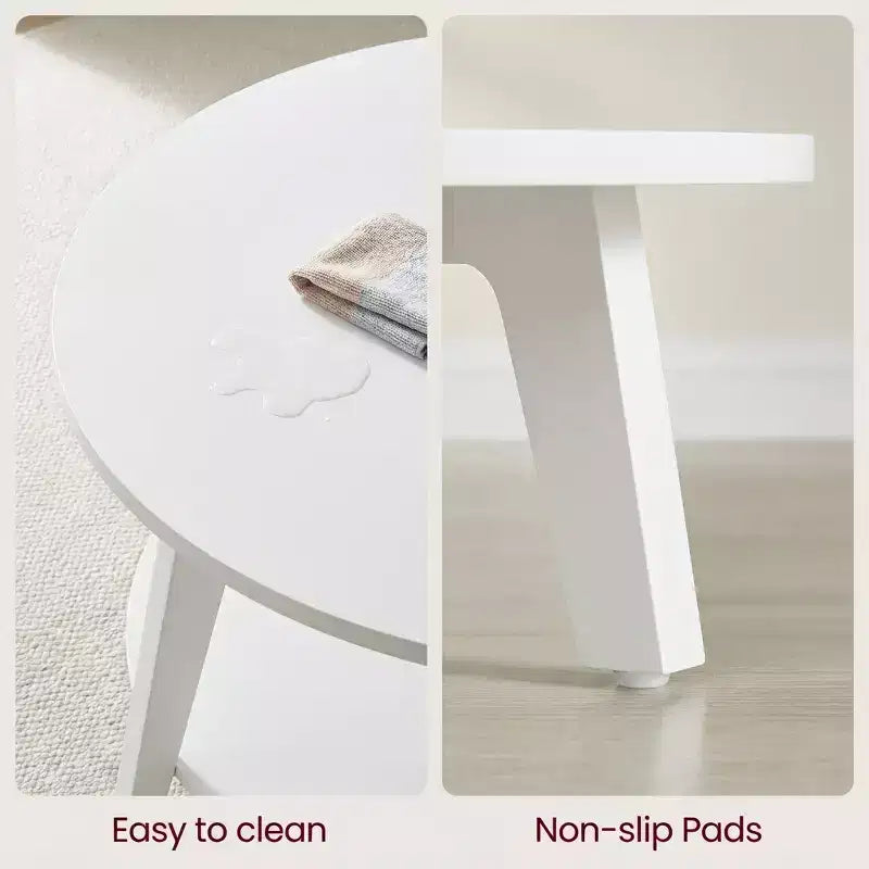 Tavolino rotondo color miele con 2 ripiani, misure 80 x 45 cm, ideale per il soggiorno