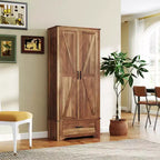 HOMCOM Credenza a 2 Ante da Cucina, Mobile Dispensa Alto con 2 Ante Scorrevole, Ripiani Regolabili e Cassetto