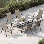 Sedie da patio, Set di 4/6 sedie da pranzo impilabili per esterni in textilene leggero per tutte le stagioni con braccioli per giardino, bordo piscina