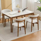 Set di 4 sedie da pranzo, sedie da pranzo imbottite moderne di metà secolo, sedie da cucina in stile rustico con seduta in tessuto imbottito e gambe in legno, beige