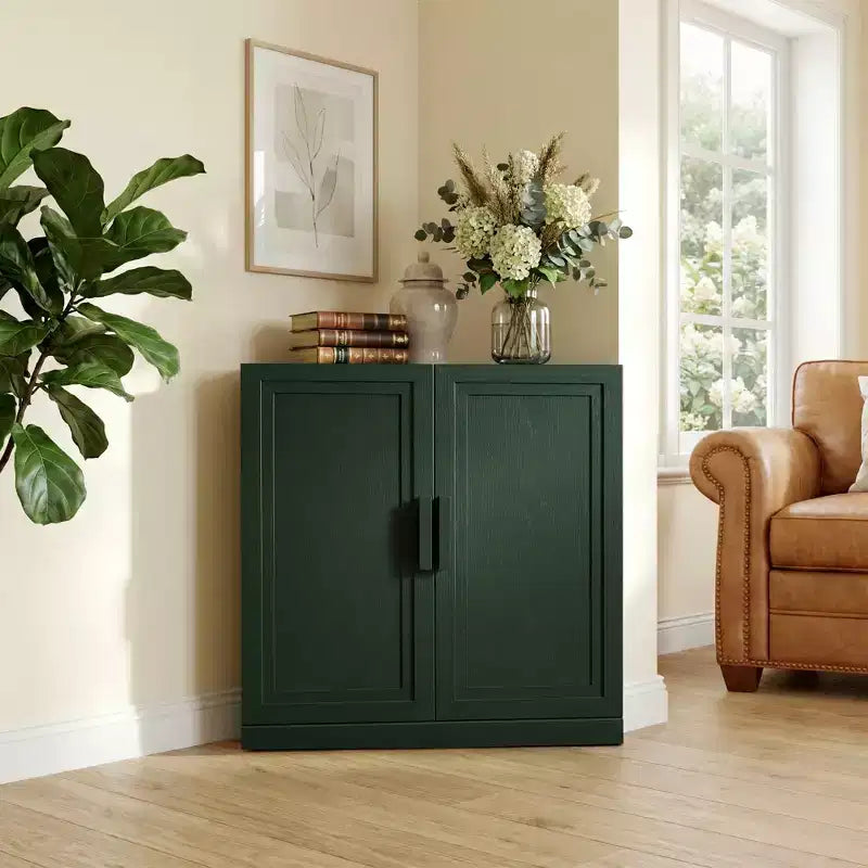 Mobile ad Angolo Dovelina con Ripiani Regolabili Credenza Buffet Vetrinetta Vino Mobile da Cucina e Sala da Pranzo con Ante in Legno - 31H x 31W, 36H x 31W