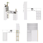 Tavolo Unghie Bianco con Aspiratore Integrato, Vetrina in Vetro Temperato, Maniglie Dorate, Postazione Salone Unghie, Tavolo Trucco