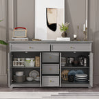 59.1'' Credenza Buffet Bianco Laccato Moderno Metà Secolo Contemporaneo