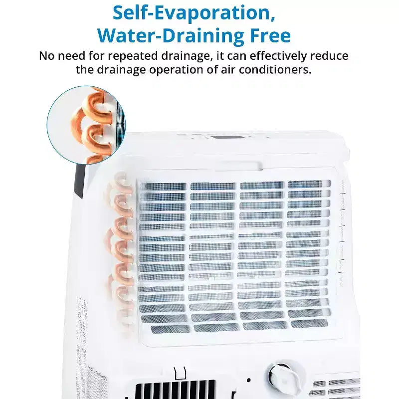 Condizionatore portatile da 10000 BTU, climatizzatore domestico con telecomando per ambienti fino a 42 mq, funzioni 3-in-1/timer 24 ore/ruote piroettanti