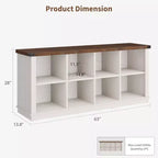 Libreria organizer a 8 cubi, libreria orizzontale rustica, libreria in legno da 62 pollici per ingresso, librerie lunghe e basse per soggiorno