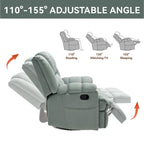 Poltrona reclinabile manuale oversize verde con girevole, dondolo e rivestimento in tessuto