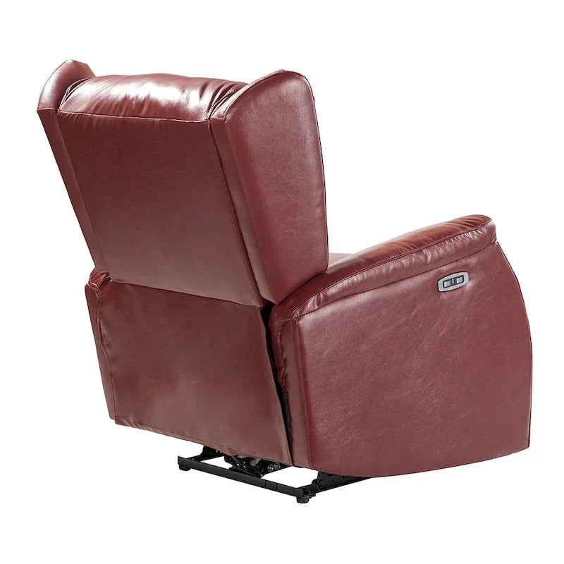 Poltrona reclinabile Eduardo in vera pelle con porta USB, set da 2