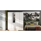 Hitow Armadio 2 Cassetti Grandi Zona Centrale Appendiabiti con Specchio Stile Minimalista