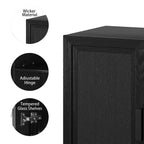 Armadio decorativo con 12 ripiani da 157 cm in vimini nero ad alta venatura del legno