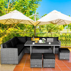 Costway Set da pranzo da 7 pezzi in rattan per esterni Divano componibile ottomano - Vedi dettagli