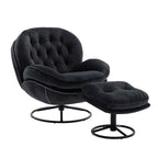 Poltrona Svedese Okak con Pouf, Poltrona Moderna Senza Braccioli Stile Mid-Century per Soggiorno, Morbida e Confortevole per Guardare la TV, Giocare