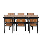Set da pranzo da esterno allungabile a 7 pezzi con tavolo allungabile e 6 sedie con braccioli