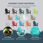 Polytrends Laguna Sedia Adirondack Pieghevole da Esterno per Patio Resistente allo Sbiadimento e alle Intemperie