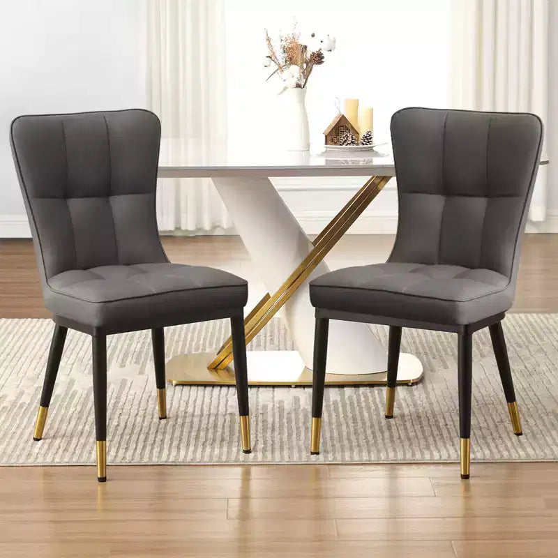 Bekrvio Sedie da Sala da Pranzo Set da 6, Moderne Imbottite in Ecopelle con Schienale Alto, Gambe in Metallo, Sedie da Cucina Senza Braccioli per Soggiorno Sala da Pranzo