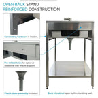 Lavatoio e mobile in acciaio inox 24" L x 22" P x 35" H