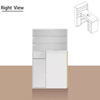Tavolo Unghie Bianco con Aspiratore Integrato, Vetrina in Vetro Temperato, Maniglie Dorate, Postazione Salone Unghie, Tavolo Trucco