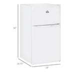 HOMCOM Mini Frigorifero a Doppia Porta con Congelatore, Frigo Compatto da 90 litri con Ripiano Regolabile, Termostato Regolabile